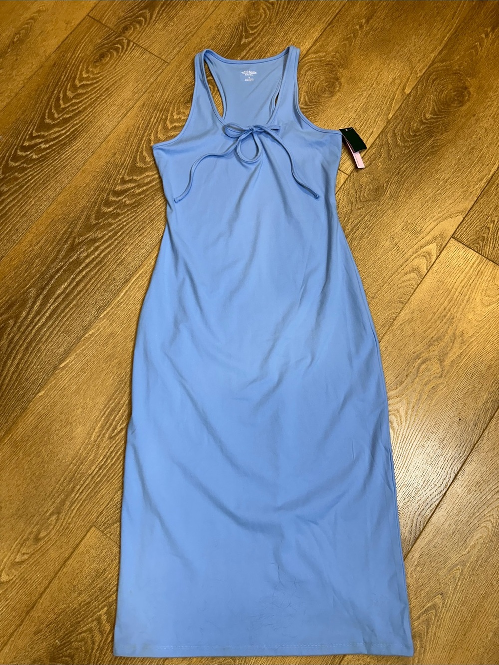 wild fable Butter Bliss Bodycon Midi Dress - key hole tie front light blue M